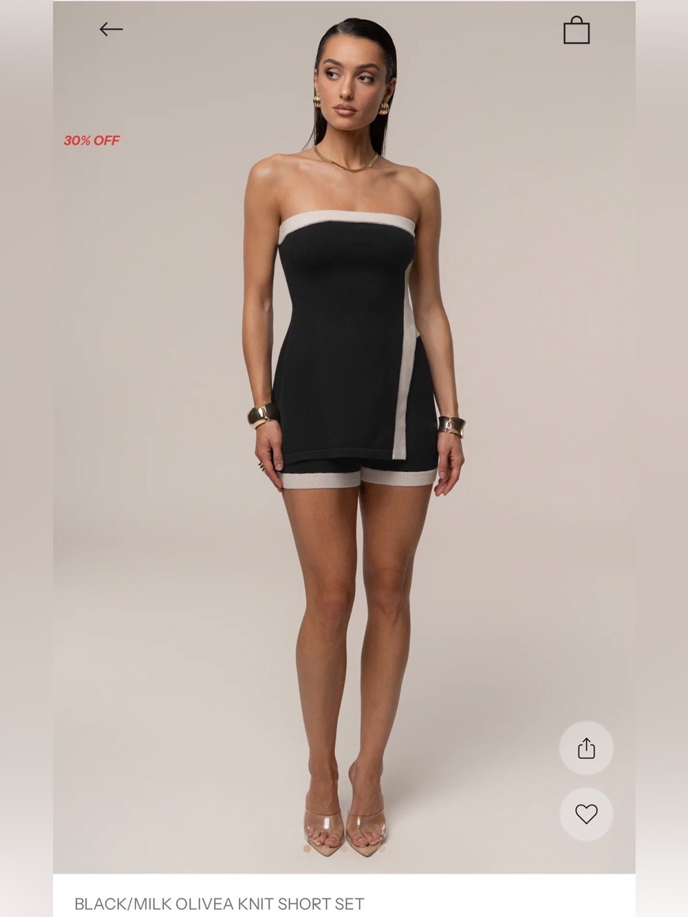 Jluxlabel Black/Milk Olivea Knit Short Set